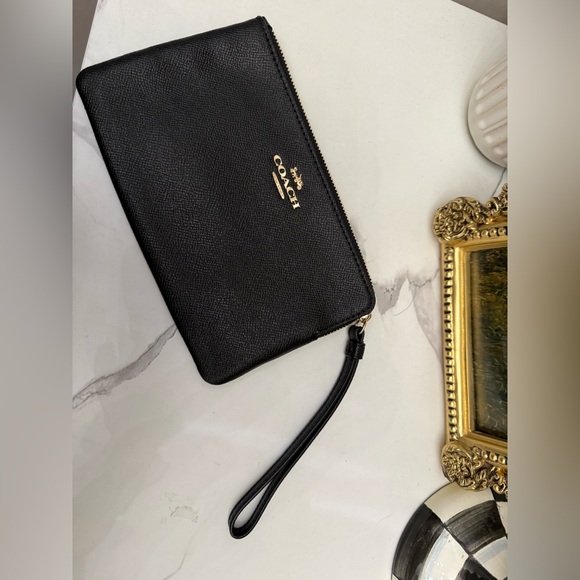 Coach Black Pebbled Leather Wristlet - Picture 3 of 7